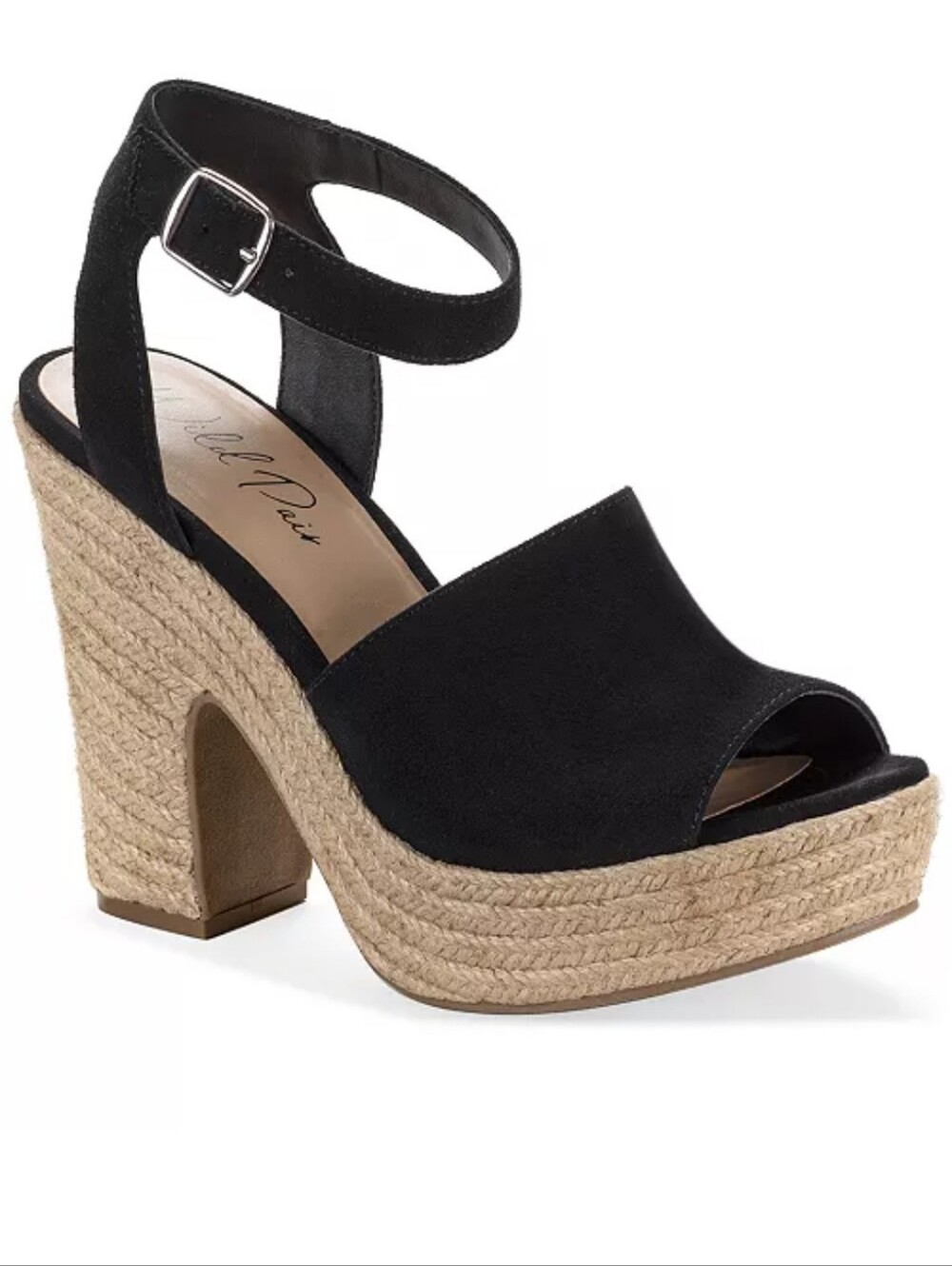 Black Espadrille Platform Sandal with Ankle Strap